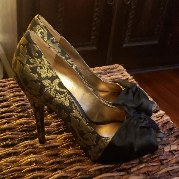 NINE WEST Jaquard and Satin high heels open toe - Picture 2 of 9